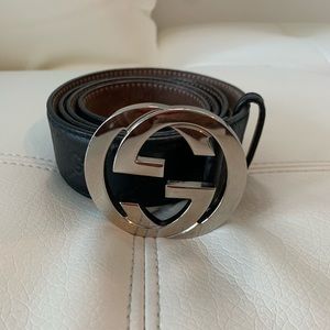 100% Authentic Gucci Black Leather Ladies Belt